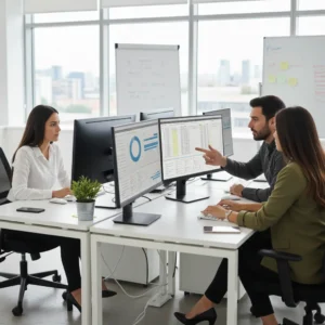 Equipo de Recursos Humanos revisando datos y progreso de la formación