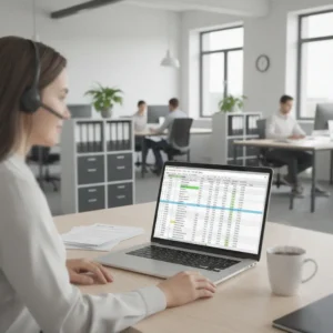 Profesional de Recursos Humanos analizando datos de plantilla en Excel